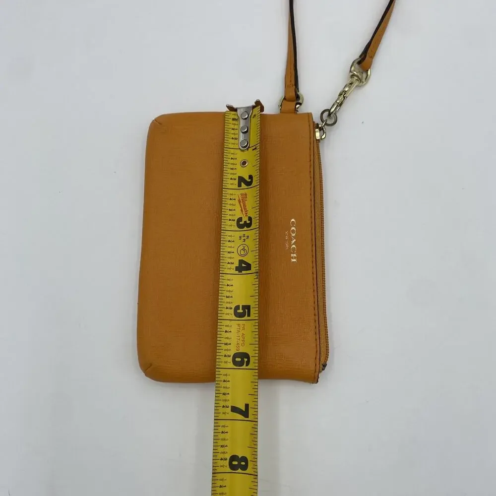 Vintage Coach Wristlet Orange Saffiano Leather Clutch